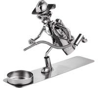 BRUBAKER Homme à vis Pompier avec porte-bougie à chauffe-plat - Travail artisanal de fer Homme en métal - Figurine en métal Cadeau pour les pompiers Femmes pompiers