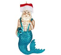 BRUBAKER Homme de mer - Boule de Noël en verre peinte à la main - 14 cm Boule d'arbre Père Noël sous-marin avec six-pack - Décorations pour l'arbre de Noël