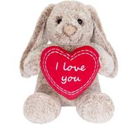 BRUBAKER Jouet en Peluche Bunny avec Coeur Rouge et Oreilles Pendantes - I Love You - 28 cm Plush Bunny Gift - Soft Toy Soft Bunny