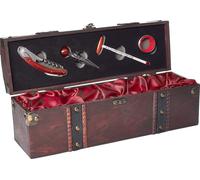 BRUBAKER Kit 5 en 1 accessoires de bar avec caisse à vin en bois - Set sommelier décanteur en acier inoxydable avec sommelier + bouchon de bouteille + thermomètre à vin + anneau d'égouttage pour le vi