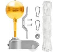 BRUBAKER Kit de Réparation de Mât de Drapeau - Kit Accessoires y Compris Boule Pointe Or, Corde, Mousqueton, Taquet, Topper en Aluminium avec Poulie, Vis et Ecrou - Pièces Détachées, Hampe