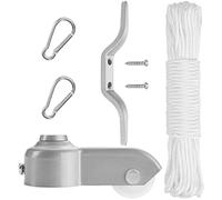 BRUBAKER Kit de Réparation de Mât de Drapeau - Kit Accessoires y Compris Corde, Mousqueton, Taquet, Topper en Aluminium avec Poulie et Vis - Pièces Détachées - Hampe avec Corde de Rechange