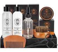 BRUBAKER - Kit Soins & Entretien de barbe - 7 Pièces - Peigne, Brosse & Ciseaux à barbe incl. - Coffret cadeau Homme