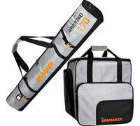 BRUBAKER Kombi Set CarverTec Pro - Sac à skis 170 cmet sac à chaussures de ski pour 1 paire de skis + bâtons + chaussures + casque - Argent Orange