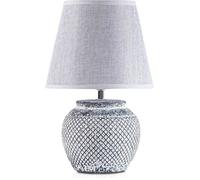 BRUBAKER - Lampe de table/de chevet - Design classique - Hauteur 30,5 cm - Pied en Céramique - Abat-jour en Lin/Gris clair