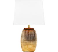 BRUBAKER - Lampe de table/de chevet - Design élégant - Hauteur 38 cm - Pied en Céramique/Doré - Abat-jour en Coton/Blanc
