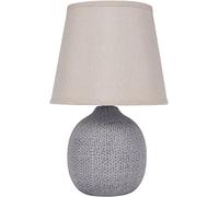 BRUBAKER - Lampe de table/de chevet - Design moderne - Hauteur 28,5 cm - Pied en Céramique/Brun - Abat-jour en Lin/Beige