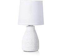 BRUBAKER - Lampe de table/de chevet - Design scandinave/moderne - Hauteur 28 cm - Pied en Céramique - Abat-jour en Coton/Blanc