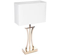 BRUBAKER Lampe de table ou de chevet Golden Column - Lampe de table en métal vintage - 50 cm de haut, Blanc d'or