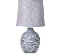 BRUBAKER Lampe de table Lampe de chevet - 27 cm - Gris - Pied de lampe en céramique avec structure - Abat-jour en lin