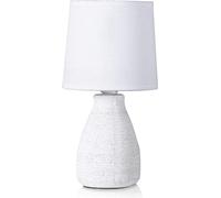 BRUBAKER Lampe de table Lampe de chevet - 28 cm - Blanc - Pied de lampe en céramique - Abat-jour en coton - Landhaus Shabby Chic
