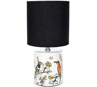 BRUBAKER Lampe de table ou de chevet Design d'oiseau asiatique - Lampe chinoise avec base en céramique - Hauteur 29,5 cm, Blanc Noir