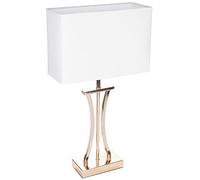 BRUBAKER Lampe de table ou de chevet Golden Column - Lampe de table en métal vintage - 50 cm de haut, Blanc d'or