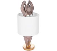 BRUBAKER Lampe de Table ou de Chevet Hippopotame Ballerine - Lampe de Table avec Pied en Céramique et Abat-jour en Tissu - 43 cm de Hauteur, Blanc Gris