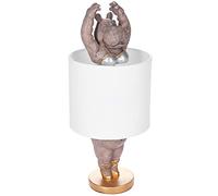 BRUBAKER Lampe de Table ou de Chevet Hippopotame Ballerine - Lampe de Table avec Pied en Céramique et Abat-jour en Tissu - 43 cm de Hauteur, Blanc Gris