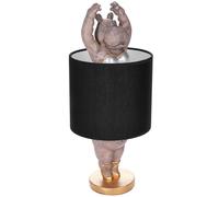 BRUBAKER Lampe de Table ou de Chevet Hippopotame Ballerine - Lampe de Table avec Pied en Céramique et Abat-jour en Tissu - 43 cm de Hauteur, Noir Gris