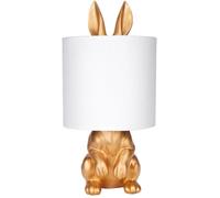 BRUBAKER Lampe de Table ou de Chevet Lapin Doré - Lampe de Table avec Pied en Céramique et Abat-jour en Tissu - 42 cm de Hauteur, Blanc Or