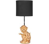 BRUBAKER Lampe de table ou de chevet little monkey - Lampe de table avec base en céramique et abat-jour en tissu - hauteur 52 cm, Gold Black