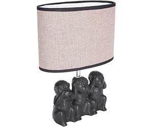 BRUBAKER Lampe de table ou de chevet Monkey Smileys - Lampe de table avec base en céramique et abat-jour en tissu - hauteur 35.5 cm, Black Beige
