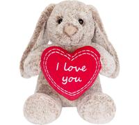 BRUBAKER Doudou Peluche Lapin avec Cœur I Love You 28 cm ILY Cadeau d'Amour