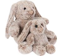 BRUBAKER Lapin en peluche avec oreilles tombantes - 18 cm et 28 cm Lapin en peluche cadeau pour enfants et bébés - Maman et Bébé Lapin en peluche - Set de peluches Gris Marron
