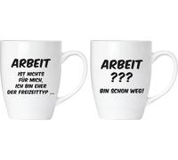 BRUBAKER "Le travail n'est pas pour moi" Set de tasses en céramique - carte de vœux et paquet cadeau