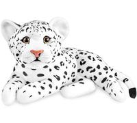 BRUBAKER Léopard en Peluche - 30 cm Animaux en Peluche - Peluche Bébé, Fauve, Couché - Enfants Jouets en Peluche - Blanc