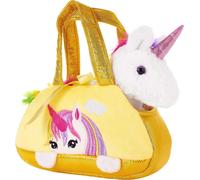 Brubaker Licorne arc-en-ciel en peluche dans un sac à main - 20 cm - Peluche dans un sac - Doudou - Jaune