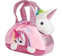 BRUBAKER Licorne Arc-en-Ciel en Peluche dans Un Sac à Main - 20 cm - Peluche dans Un Sac - Rose