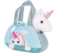Brubaker Licorne en peluche Blanc dans un sac à main - 20 cm - Peluche dans un sac - Peluche Doudou - Bleu menthe