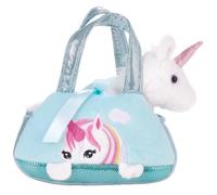 BRUBAKER Licorne en Peluche Blanche dans Un Sac à Main - 20 cm - Peluche dans Un Sac - Bleu Clair