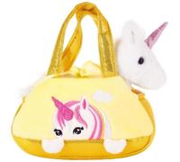 BRUBAKER Licorne en Peluche Blanche dans Un Sac à Main - 20 cm - Peluche dans Un Sac - Jaune