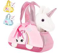 BRUBAKER Sac Licorne Blanc - 20 cm - Peluche dans un sac à main - Peluche Peluche - Rose