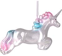BRUBAKER Licorne en sautant - Boule de Noël en verre peinte à la main - Décorations de Noël Figurines amusantes Pendentif Déco Boule d'arbre - 13.5 cm