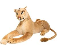 BRUBAKER Lionne Géante Peluche 110 cm Couchée - XL Peluche - Gros Chat Marron