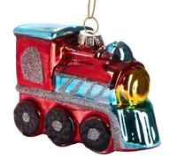 BRUBAKER Locomotive - Boule de Noël en verre peinte à la main - Figures de décoration amusantes - 9 cm