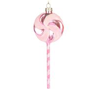 BRUBAKER Lolli - Boule de Noël en verre peinte à la main - 17 cm Boule d'arbre Lollipop Rose Pink - Sucette Décoration Noël - Soufflé à la bouche