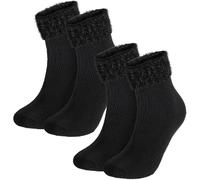BRUBAKER Lot de 2 chaussettes chaudes pour femmes - Chaussettes de Noël - Confortables chaussettes de lit épaisses Chaussettes douillettes - avec paillettes - Cadeau d'hiver pour Noël femme