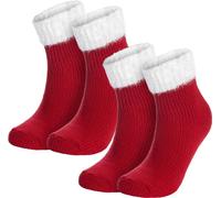 BRUBAKER Lot de 2 chaussettes chaudes pour femmes - chaussettes de Noël moelleuses - chaussettes de lit confortables Chaussettes douillettes - chaussettes d'hiver avec ceinture scintillante - cadeau d