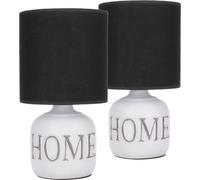 BRUBAKER Lot de 2 lampes de table ou de chevet Home - Lampes de table avec pied en céramique et abat-jour en tissu - 30,5 cm de hauteur, Blanc Gris