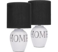 BRUBAKER Lot de 2 lampes de table ou de chevet Home - Lampes de table avec pied en céramique et abat-jour en tissu - 32,5 cm de hauteur, Blanc Gris