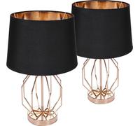 BRUBAKER Lot de 2 Lampes de table ou de chevet Vintage Grille Motif - Lampes de table modernes avec pied métallique - 45 cm de hauteur, Or Noir