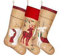BRUBAKER Lot de 3 chaussettes de Noël à remplir et à suspendre - Rennes et ours polaire - chaussettes de Saint Nicolas de 52 cm de diamètre