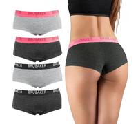 BRUBAKER Lot de 4 Culottes pour Femmes - Pantalon en Coton - sous-Vêtement Hipster avec Taille Étirée