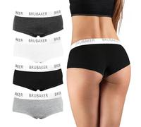 BRUBAKER Lot de 4 Culottes pour Femmes - Pantalon en Coton - sous-Vêtement Hipster avec Taille Étirée