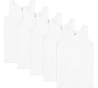 BRUBAKER Lot de 5 débardeurs classiques pour hommes - en coton de haute qualité (lisse) - extra long - sans couture - blanc - taille XL