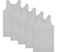 BRUBAKER Lot de 5 débardeurs classiques pour hommes - en coton de haute qualité (lisse) - extra long - sans couture - gris clair - taille S
