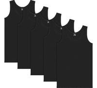 BRUBAKER Lot de 5 débardeurs classiques pour hommes - en coton de haute qualité (lisse) - extra long - sans couture - noir - taille S