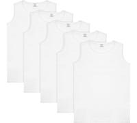 BRUBAKER Lot de 5 débardeurs pour hommes - col rond - en coton de haute qualité (lisse) - extra long - sans couture - blanc - taille S
