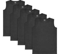 BRUBAKER Lot de 5 débardeurs pour hommes - col rond - en coton de haute qualité (lisse) - extra long - sans couture - anthracite - taille S